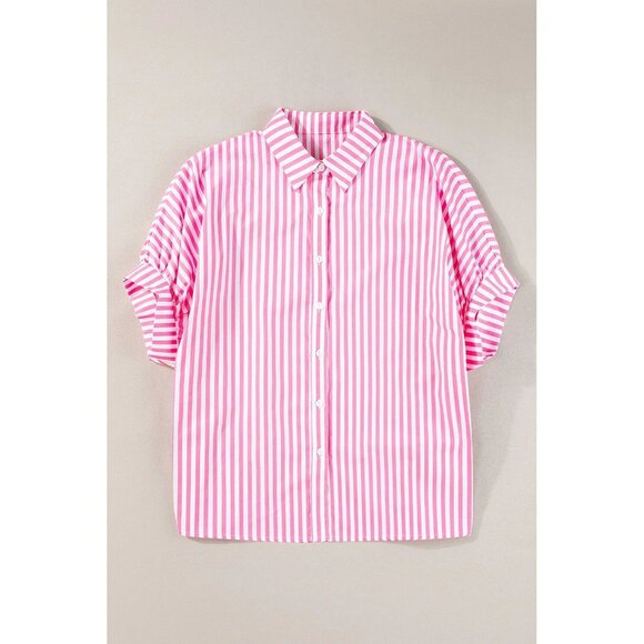 NWT A Walk in the Park Dolman Sleeve Pink|White Striped Dolman Sleeve blouse - Picture 2 of 5
